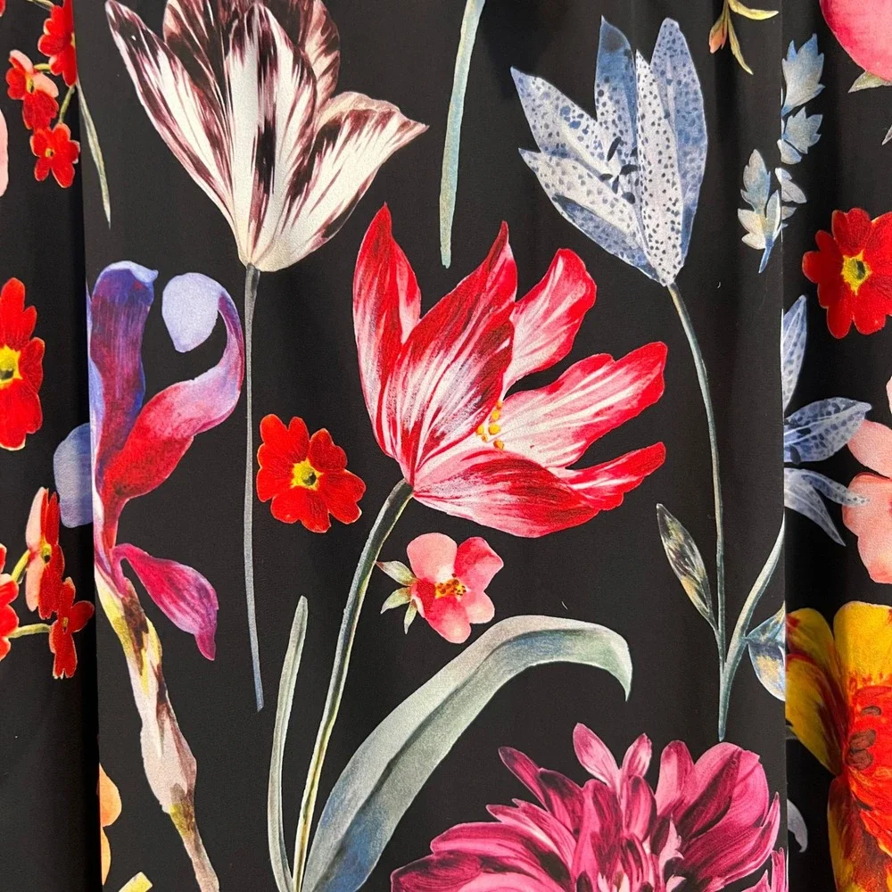 J.Crew Botanical Bloom Tie Neck Dress Size 4 Dark Floral Romantic Cottagecore